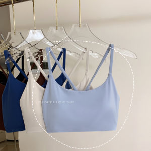 Casual Street Small Sling ~ Spaghetti Strap Detachable Chest Pad Sports Intimates Womens U-Collar Sling Yoga Workout Vest