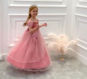 Dress Anak Mewah Gaun Panjang Anak Gadis Import Biru Merah Krem Pink