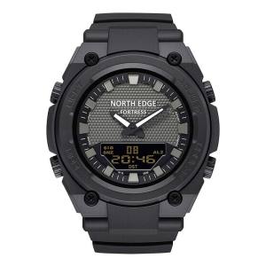 NORTH EDGE Tactical Digital Mens Watch Shockproof Case 50M Waterproof Dual Display Luminous Hands World Time Step Counter FORTRESS Jam Tangan Lelaki