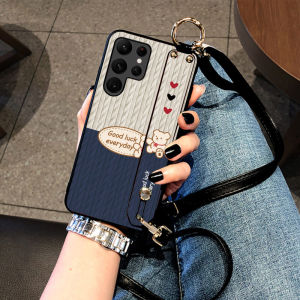 Fashionable Leather Phone Case S25 Ultra S24 S23+ S22Plus S21FE Note20 Sweater Bear S20 Crossbody Lanyard Womens Style Protective Cover