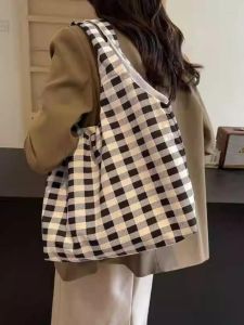 2025 New Lazy Style Large Capacity Canvas Tote Bag Womens Commuter Shoulder Bag Casual Shopping Bag Soft Fabric Handbag