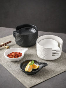 Textured Ceramic Seasoning Dishes Set with Handle