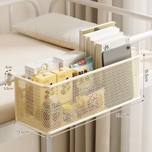 Bedside Hanging Storage Rack Dormitory Bed Top Level Organizer Student Dormitory Essential Snack Storage Shelf Cream Style