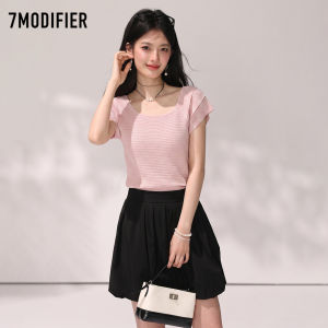 7.Modifier | Áo Thun Cổ Vuông Tay Voan Màu Đơn Sơ Mi Thời Trang Linh Hoạt Mặc Văn Phòng