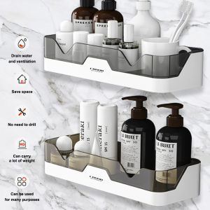 No Drill Bathroom Organizer Wall Mounted Shower Organizer with Hooks Removable Organizer Bathroom Organizer with Adhesives