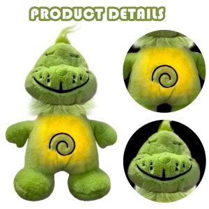 Green Shaggy Anime Plush Toy Breathing Companion Doll   Glowing Belly Stuffed Animal Peripheral Holiday Gift for Kids