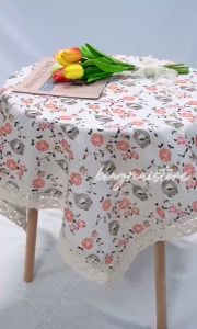 [Mẫu mới] Khăn trải bàn vải canvas VIỀN REN phong cách Nhật Bản [T025]