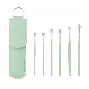6-Piece Adult Ear Care Kit Portable Spiral Spring Earwax Removal Tool Set Creative Home Use Ear Spoon Set for Ear Cleaning