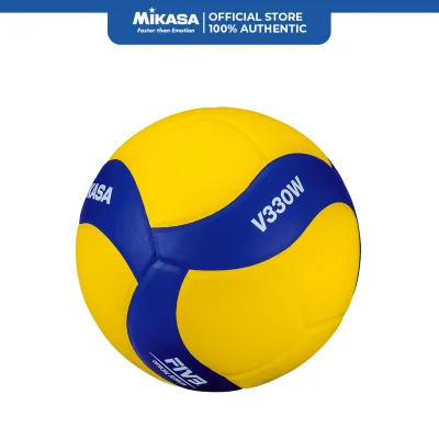 Mikasa V330W VW Series Volleyball Size 5 with 18 panel and High Grade Synthetic Leather (Yellow/Blue)