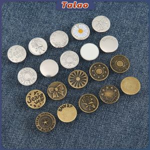 Talao 17mm Detachable Metal Waist Buttons with Flowers Patterns Metal Pants Button for Clothes