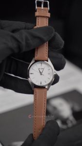 Jam Tangan Wanita Alba Fashion AG8P97X1 White Dial Brown Leather Strap