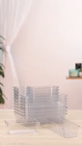 16/25 PCS Drawer Organizer Set 5 Varied Size Bathroom and kitchen Drawer cabinet organizer Trays Clear Storage Bins for Makeup Jewelry Utensils and Gadgets