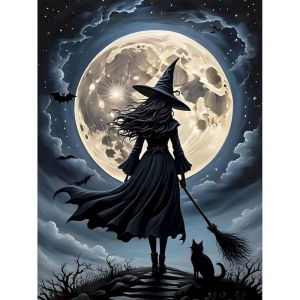 Oil Painting By Number The Witch Under The Moon DIY Number Drawing Canvas Pictures By Numbers Home Decor Large Size