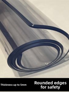 Thickened 5mm PVC Transparent Edge Tablecloth Soft Glass Plastic Waterproof Hot Press Dining Table Mat Crystal Board Tablecloth