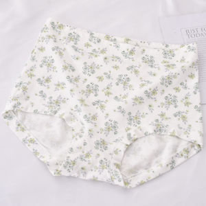 Pure Cotton Floral Print High Waist Large Size Womens Underwear Breathable Comfortable Triangle Panties Home Sweet Home