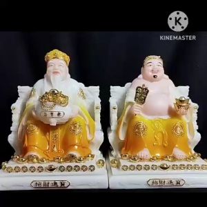 [ Cao 20 cm ] TƯỢNG THẦN TÀI  THỔ ĐỊA  MÀU VÀNG CAM - BỘT ĐÁ CAO CẤP - HÀNG NHẬP KHẨU