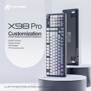 Attack Shark X98 Pro Mechanical Keyboard 3-Mode Wireless (BT/2.4G) Gasket Mount Hot-Swap RGB & TFT Screen | 4000mAh 80% Layout