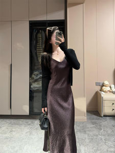 YUFUQING | Elegant Black Knitted Cardigan Top Womens Fashion Spring New Style Slimming Long Dress Hepburn Style French Classique