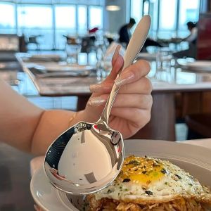 1pc Stainless Steel Divided Soup Spoon Public Spoon Buffet Spoon For Home Kitchen Restaurant Hotel Buffet Catering