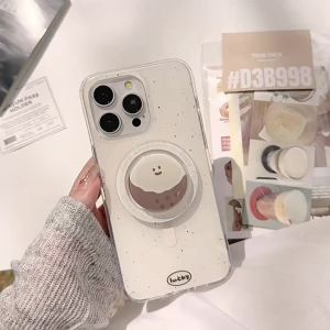 Potdemiel | Ốp Điện Thoại iPhone 17/16/15/14/13/12 Chống Sốc Mềm Mại Có Chức Năng Chân Đế Họa Tiết Hoạt Hình Mực In Dừa Hàn Quốc