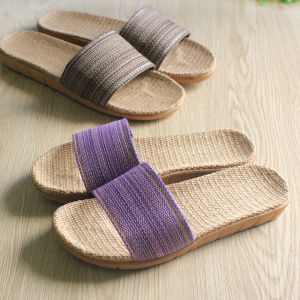 รองเท้าแตะผ้าลินินแบบสานใช้ในบ้านสไตล์ญี่ปุ่นสำหรับคู่รักใส่ในบ้านแบบใหม่ใส่ในบ้านใส่ช่วงฤดูใบไม้ผลิและฤดูร้อนสำหรับผู้ชาย