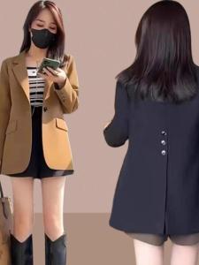 เสื้อสูทผู้หญิงทรงสลิมฟิตแขนยาวสไตล์เกาหลี ฤดูใบไม้ร่วง 2024 ปกเสื้อสูทแบบสวมหัว ทรงพอดีตัว คอลเลกชั่นฤดูใบไม้ผลิและฤดูใบไม้ร่วง