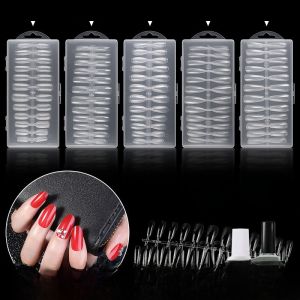 Ultra-Thin Seamless Extended Transparent Waterdrop Oval Shape Nail Tips No-Mess Extension Fake Nails Easy Application Nail Art Tools