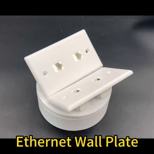 2Pcs/set 2 Port Ethernet Wall Plate Cat6 RJ45 Female to Female Jack Inline Coupler Face Plates