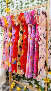WT Kids Girls Pajama Terno – Shirt & Pants Set Assorted Character Prints Sleepwear/Pambahay Per Pair 0–10 Yrs