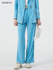 Bathina Velvet Suit Wide Leg Pants Womens Spring Autumn New Texture Straight Long Pants Casual Pants Commute Style Natural Waist