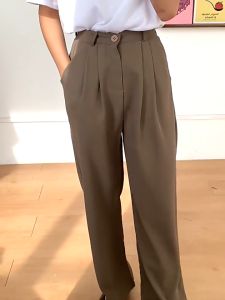 【Malaysian stock】Suit Pants High Waist Slimming Korean Style  Womens Spring Loose All-match Drape Straight Wide Leg Trousers Long Pants For Women 休闲直筒裤女