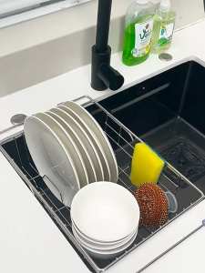 XTEN Stainless Kitchen Sink Drain Basket Adjustable Dish Drainer Rack For Fruit Vegetables