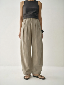 INSIS FEMME | Flax Cotton Simple and Literary Summer New Elastic Waist Loose 9-Points Pants
