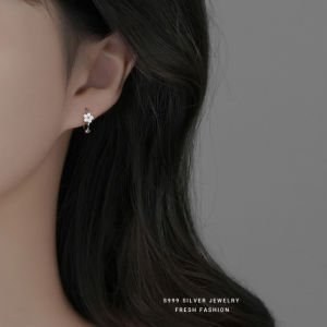999 Pure Silver Flower Ear Cuffs Womens Unique Design High-End Sensation Ear Rings 2025 New Trend Ear Jewelry