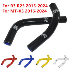2pcs Radiator Hoses Water Coolant Tube Silicone Pipes For Yamaha YZF R3 R25 MT-03 MT03 MT-25 MT25 2015-2024
