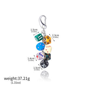 Ins Hiphop Black Dice Keychain Y2K Multi-sided Lucky Dice Keyring Pendant Men Women Car Mobile Phone Backpack Jewelry Gift