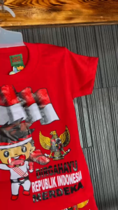 Setelan Baju Anak Tema Dirgahayu Hut RI Indonesia Lengan Pendek Usia 1 Tahun Sampai 10 Tahun Bahan Katun Model Desain Unik Dan Lucu
