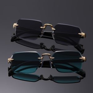 2pcs New Mens Outdoor Driving Sunshade Sunglasses Fashion Womens Frameless Glasses Men Vintage Designer Shades UV400 Eyewear