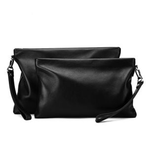 Mens Casual Large Capacity Soft Leather Handbag Fashionable Top Layer Cowhide Envelope Bag Business Handheld Bag