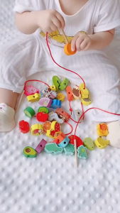 NIKO Wooden Lacing Beads Toy Early Educational Toys Montessori Toys String Beads Toy For Kids Boys Girls Gifts