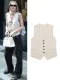 Linen Vests for Women Sleeveless Suit Vest Coat Woman 2024 Autumn Korean Fashion Female Black White Suit Vest Top. 