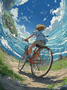 Freedom Cycling Girl Oil Painting By Numbers: Colorful Bicycle Art Hand-painted Canvas Home Wall Decor Gift