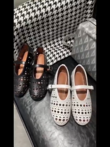 2CM Gigh Women’s Mary Jane Flat Shoes Round Toe Single Strap Doll Shoes Office Daily Wear White Hollow-out Slip On School Shoes