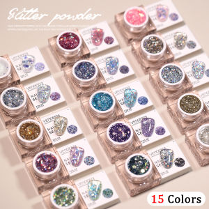 Vendeeni 15 Colors Glitter Sequins Gel Nail Polish Semi Permanent UV Soak Off Gel Varnish Hybrid Shiny Gel Lacquer For Nail Art