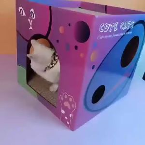 Cat Toy House Indoor Cats Scratching Board Scratch Board Corrugated Cardboard Scratcher Sleeping Bed Accessories   Mainan Rumah Kucing Murah Gila 猫抓板屋 猫抓板窝
