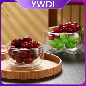 YWDL 300/500ml Clear Double Layer Glass Bowl Heat-resistant Fruit Salad Bowl Kitchen Glassware For Soup Cereal Dessert Bowls