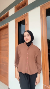 Aira Top / Kemeja Blouse Wanita Casual / Bahan Crinkle Airflow / Crop Top Wanita Terbaru