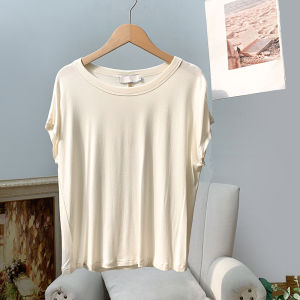 Super Soft Ice Cool T-Shirt for Women Short Sleeve Casual Style Pure Color Viscose Fiber Crewneck Summer Threshold