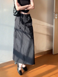 MANMI | Chân Váy Dài Đen Thời Trang Cao eo Slimming