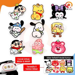 [RO ACC] STIKERS REFLEKTIF MOTIF KARTUN LUCU COCOK UNTUK MOTOR / MOBIL UNIVERSAL